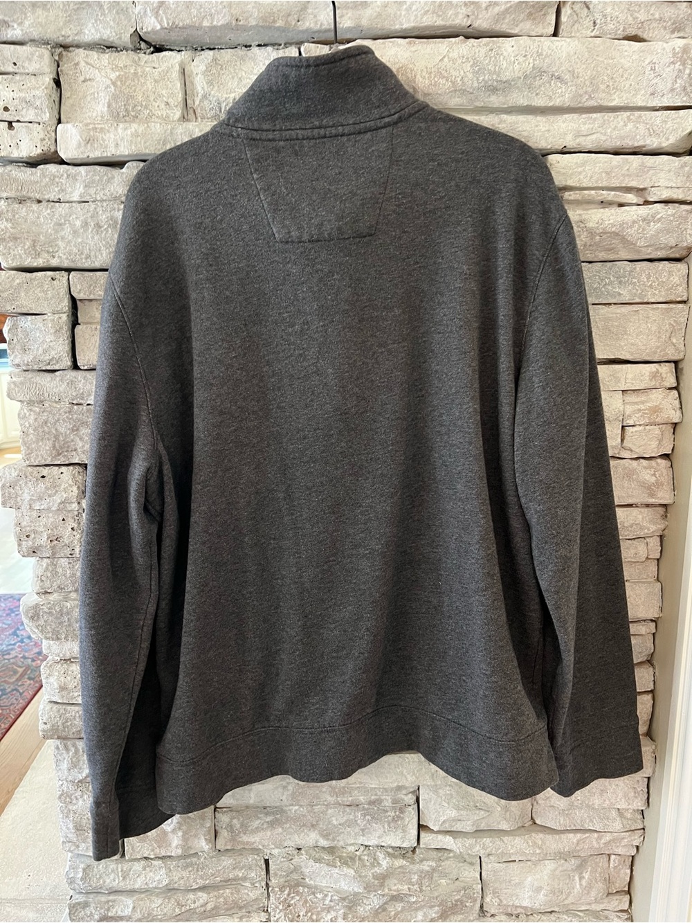 Nautica Men's Dark Charcoal Quarter-Zip Sweater with Navy Trim - Picture 3 of 6